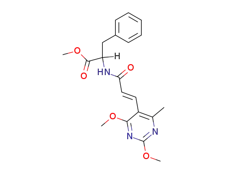 Molecular Structure of 119858-72-9 (methyl N-[(2E)-3-(2,4-dimethoxy-6-methylpyrimidin-5-yl)prop-2-enoyl]-L-phenylalaninate)