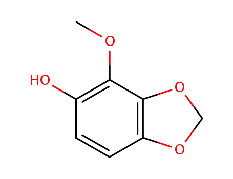 Molecular Structure of 23504-78-1 (1,3-Benzodioxol-5-ol, 4-methoxy-)