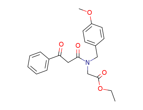 Molecular Structure of 146198-52-9 (Glycine, N-(1,3-dioxo-3-phenylpropyl)-N-[(4-methoxyphenyl)methyl]-,
ethyl ester)