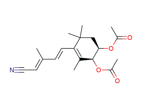 (1'RS,6'S)-Essigsaeure-<6'-acetoxy-3'-(4''-cyano-3''-methylbuta-1'',3''-dienyl)-2',4',4'-trimethylcyclohex-2'-enyl>ester