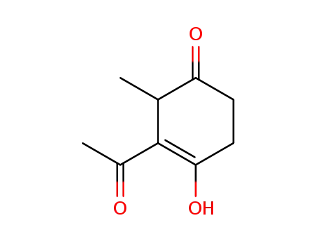 Molecular Structure of 151359-31-8 (3-Cyclohexen-1-one, 3-acetyl-4-hydroxy-2-methyl- (9CI))