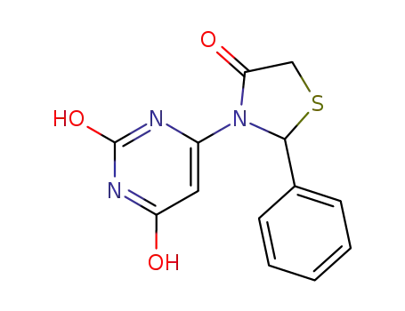 Molecular Structure of 88351-96-6 (2,4(1H,3H)-Pyrimidinedione, 6-(4-oxo-2-phenyl-3-thiazolidinyl)-)