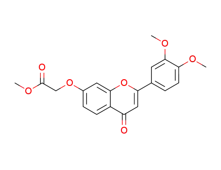 Molecular Structure of 113494-94-3 (Acetic acid,
[[2-(3,4-dimethoxyphenyl)-4-oxo-4H-1-benzopyran-7-yl]oxy]-, methyl
ester)