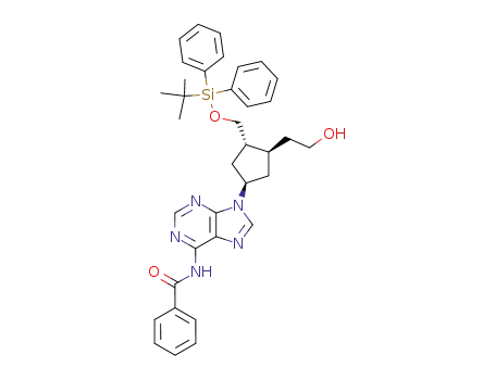 N-{9-[(1R,3S,4R)-3-(tert-Butyl-diphenyl-silanyloxymethyl)-4-(2-hydroxy-ethyl)-cyclopentyl]-9H-purin-6-yl}-benzamide