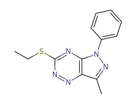Molecular Structure of 93238-84-7 (3-Ethylsulfanyl-7-methyl-5-phenyl-5H-pyrazolo[3,4-e][1,2,4]triazine)