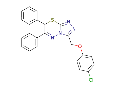 Molecular Structure of 132818-52-1 (3-(4-Chloro-phenoxymethyl)-6,7-diphenyl-7H-[1,2,4]triazolo[3,4-b][1,3,4]thiadiazine)