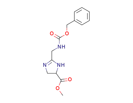 Molecular Structure of 119140-50-0 (1H-IMIDAZOLE-4-CARBOXYLIC ACID, 4,5-DIHYDRO-2-[[[(PHENYLMETHOXY)CARBONYL]AMINO]METHYL]-, METHYL ESTER, (S)-)