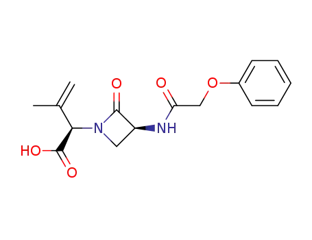 Molecular Structure of 87796-73-4 ((R)-3-Methyl-2-[(S)-2-oxo-3-(2-phenoxy-acetylamino)-azetidin-1-yl]-but-3-enoic acid)