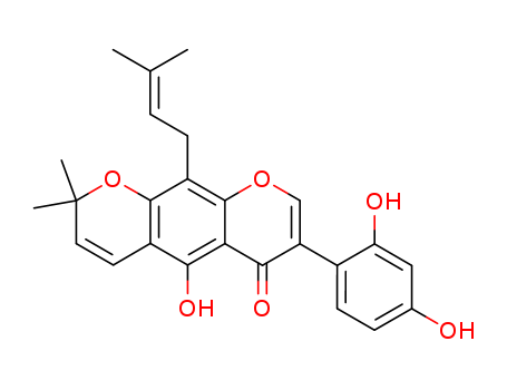 2H,6H-Benzo[1,2-b:5,4-b']dipyran-6-one,7- (2,4-dihydroxyphenyl)-5-hydroxy-2,2- dimethyl-10-(3-methyl-2-butenyl)-  cas  20387-73-9