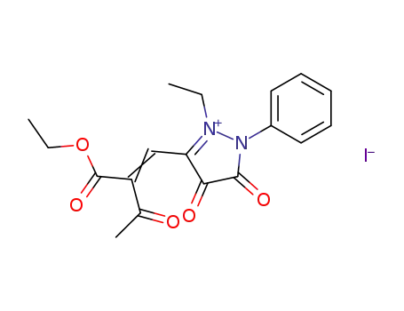 1H-Pyrazolium,
3-(2-acetyl-3-ethoxy-3-oxo-1-propenyl)-2-ethyl-4,5-dihydro-4,5-dioxo-1-
phenyl-, iodide