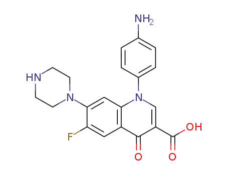 Molecular Structure of 126362-91-2 (3-Quinolinecarboxylic acid, 1-(4-aMinophenyl)-6-fluoro-1,4-dihydro-4-oxo-7-(1-piperazinyl)-)
