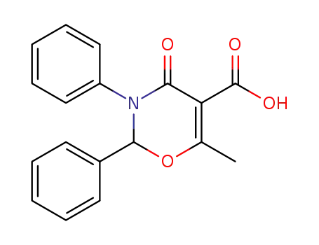 Molecular Structure of 112378-69-5 (6-Methyl-4-oxo-2,3-diphenyl-3,4-dihydro-2H-[1,3]oxazine-5-carboxylic acid)