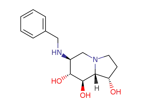 Molecular Structure of 156205-85-5 (1,7,8-Indolizinetriol, octahydro-6-(phenylmethyl)amino-, 1S-(1.alpha.,6.beta.,7.alpha.,8.beta.,8a.beta.)-)