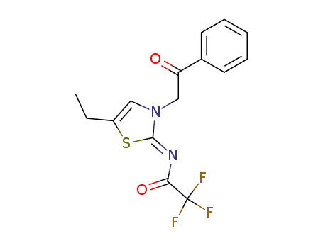 Molecular Structure of 121953-17-1 (5-ethyl-3-phenacyl-2-trifluoroacetylimino-2,3-dihydrothiazole)