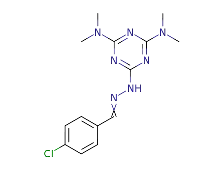 Molecular Structure of 91892-42-1 (Benzaldehyde, 4-chloro-,
[4,6-bis(dimethylamino)-1,3,5-triazin-2-yl]hydrazone)