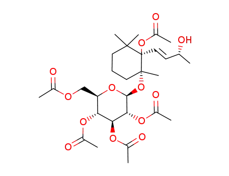 Acetic acid (1R,6R)-1-((E)-(R)-3-hydroxy-but-1-enyl)-2,2,6-trimethyl-6-((2S,3R,4S,5R,6R)-3,4,5-triacetoxy-6-acetoxymethyl-tetrahydro-pyran-2-yloxy)-cyclohexyl ester
