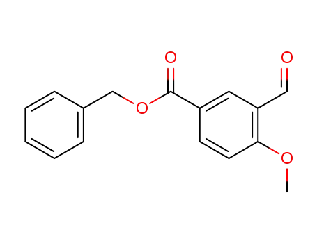 Molecular Structure of 83027-07-0 (Benzoic acid, 3-formyl-4-methoxy-, phenylmethyl ester)