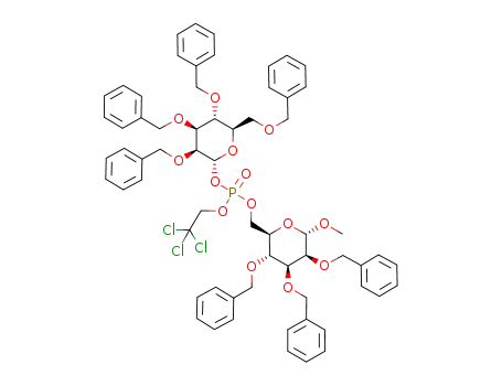 Phosphoric acid 2,2,2-trichloro-ethyl ester (2R,3S,4S,5R,6R)-3,4,5-tris-benzyloxy-6-benzyloxymethyl-tetrahydro-pyran-2-yl ester (2R,3R,4S,5S,6S)-3,4,5-tris-benzyloxy-6-methoxy-tetrahydro-pyran-2-ylmethyl ester