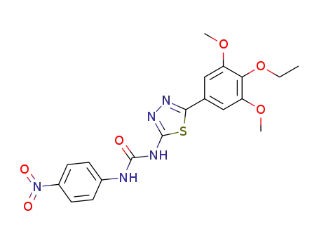 Molecular Structure of 125766-79-2 (1-[5-(4-Ethoxy-3,5-dimethoxy-phenyl)-[1,3,4]thiadiazol-2-yl]-3-(4-nitro-phenyl)-urea)