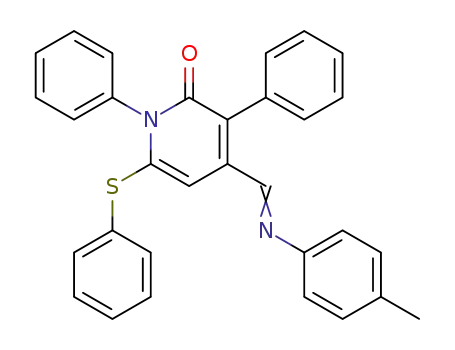 2(1H)-Pyridinone,
4-[[(4-methylphenyl)imino]methyl]-1,3-diphenyl-6-(phenylthio)-