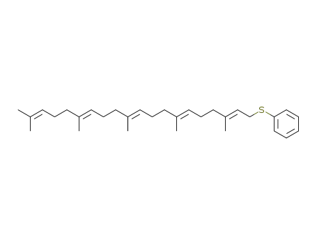 Molecular Structure of 74610-04-1 (3,7,11,15,19-Pentamethyleicosa-2,6,10,14,18-pentaenyl Phenyl Thioether)