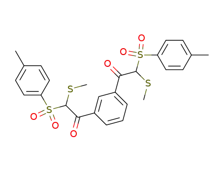 Molecular Structure of 89524-20-9 (Ethanone,
1,1'-(1,3-phenylene)bis[2-[(4-methylphenyl)sulfonyl]-2-(methylthio)-)