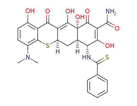 Molecular Structure of 82925-83-5 ((+/-)-7-Dimethylamino-3,10,12,12aα-tetrahydroxy-4-thiabenzamido-1,4β,4aα,5,5aα,6,11,12a-oktahydro-1,11-dioxo-6-thianaphthacen-2-carboxamid)