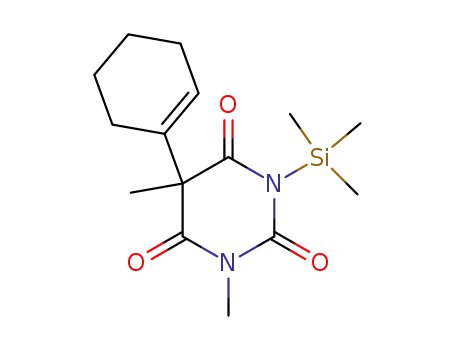 Molecular Structure of 55649-44-0 (5-(1-Cyclohexen-1-yl)-1,5-dimethyl-3-(trimethylsilyl)-2,4,6(1H,3H,5H)-pyrimidinetrione)