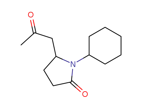 Molecular Structure of 58804-57-2 (2-Pyrrolidinone, 1-cyclohexyl-5-(2-oxopropyl)-)