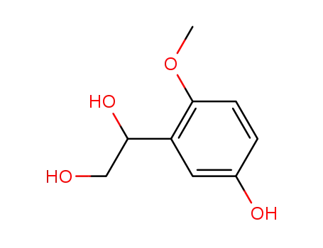 Molecular Structure of 56979-73-8 (1-(5-hydroxy-2-methoxyphenyl)ethane-1,2-diol)