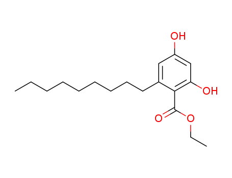 Molecular Structure of 61621-51-0 (Benzoic acid, 2,4-dihydroxy-6-nonyl-, ethyl ester)