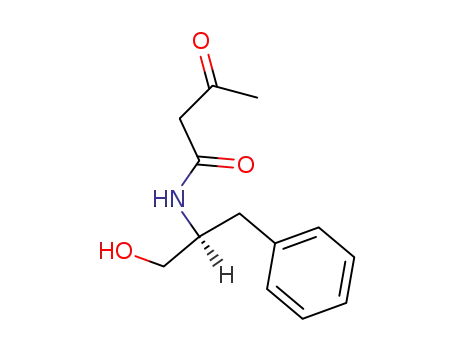 Molecular Structure of 63664-36-8 (Butanamide, N-[1-(hydroxymethyl)-2-phenylethyl]-3-oxo-, (S)-)