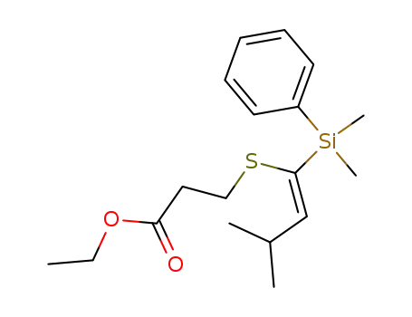 Molecular Structure of 199847-74-0 (3-[(Z)-1-(Dimethyl-phenyl-silanyl)-3-methyl-but-1-enylsulfanyl]-propionic acid ethyl ester)