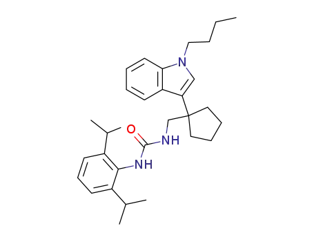 Molecular Structure of 145131-37-9 (1-[2,6-bis(1-methylethyl)phenyl]-3-{[1-(1-butyl-1H-indol-3-yl)cyclopentyl]methyl}urea)
