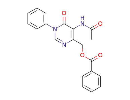 Molecular Structure of 193673-11-9 (Acetamide,
N-[4-[(benzoyloxy)methyl]-1,6-dihydro-6-oxo-1-phenyl-5-pyrimidinyl]-)