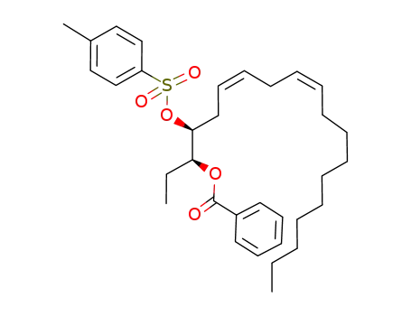 Molecular Structure of 165548-29-8 ((3S,4S,6Z,9Z)-3-benzoyloxy-4-tosyloxynonadeca-6,9-diene)