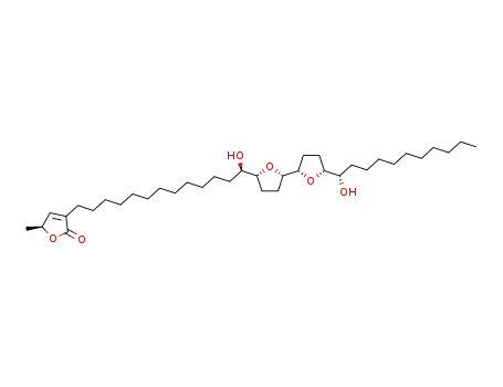 Molecular Structure of 148152-15-2 (2(5H)-Furanone,3-[(13R)-13-hydroxy-13-[(2S,2'S,5R,5'R)-octahydro-5'-[(1S)-1-hydroxyundecyl][2,2'-bifuran]-5-yl]tridecyl]-5-methyl-,(5S)-)