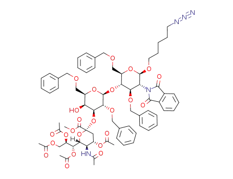 5-azidopentyl (methyl 5-acetamido-4,7,8,9-tetra-O-acetyl-3,5-dideoxy-D-glycero-α-D-galacto-non-2-ulopyranosylonate)-(2->3)-(2,6-di-O-benzyl-β-D-galactopyranosyl)-(1->4)-3,6-di-O-benzyl-2-deoxy-2-phthalimido-β-D-glucopyranoside