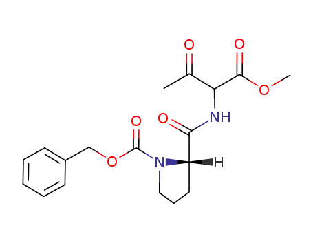 Molecular Structure of 182866-68-8 ((S)-2-(1-Methoxycarbonyl-2-oxo-propylcarbamoyl)-pyrrolidine-1-carboxylic acid benzyl ester)