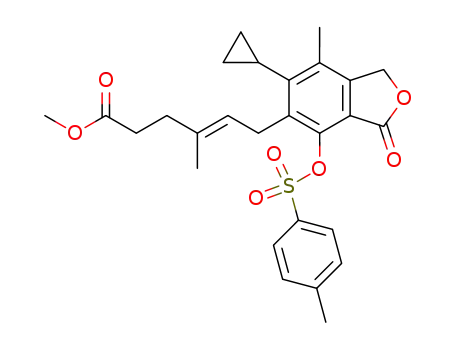 Molecular Structure of 171489-89-7 (methyl (E) 6-(6-cyclopropyl-1,3-dihydro-7-methyl-3-oxo-4-p-toluenesulfonyloxyisobenzofuran-5-yl)-4-methyl-4-hexenoate)