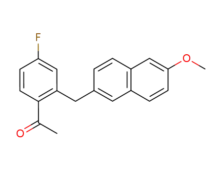 Molecular Structure of 192384-08-0 (Ethanone, 1-[4-fluoro-2-[(6-methoxy-2-naphthalenyl)methyl]phenyl]-)