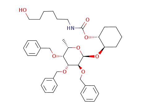 (6-Hydroxy-hexyl)-carbamic acid (1R,2R)-2-((2S,3S,4R,5R,6S)-3,4,5-tris-benzyloxy-6-methyl-tetrahydro-pyran-2-yloxy)-cyclohexyl ester