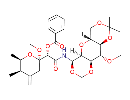 Benzoic acid (S)-((4R,4aS,8aR,9R,9aR,10aR)-9-methoxy-7,7-dimethyl-hexahydro-1,3,6,8,10-pentaoxa-anthracen-4-ylcarbamoyl)-((2R,5R,6R)-2-methoxy-5,6-dimethyl-4-methylene-tetrahydro-pyran-2-yl)-methyl ester