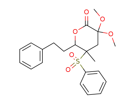 5-Benzenesulfonyl-3,3-dimethoxy-5-methyl-6-phenethyl-tetrahydro-pyran-2-one
