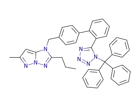 Molecular Structure of 1027930-42-2 (6-methyl-2-propyl-1-[[2'-(N-triphenylmethyl-tetrazol-5-yl)biphenyl-4-yl]methyl]-1H-pyrazolo[1,5-b][1,2,4]triazole)