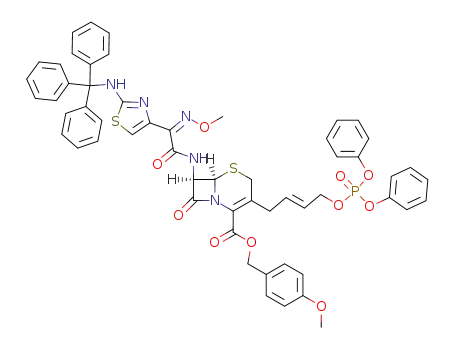 (6R,7R)-3-[(E)-4-(Diphenoxy-phosphoryloxy)-but-2-enyl]-7-{2-[(Z)-methoxyimino]-2-[2-(trityl-amino)-thiazol-4-yl]-acetylamino}-8-oxo-5-thia-1-aza-bicyclo[4.2.0]oct-2-ene-2-carboxylic acid 4-methoxy-benzyl ester