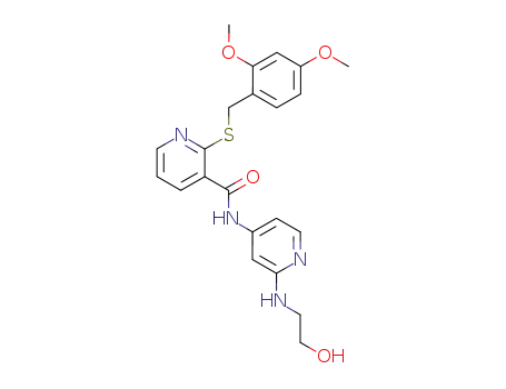 Molecular Structure of 1026483-68-0 (2-[(2,4-dimethoxybenzyl)thio]-N-[2-(2-hydroxyethyl)amino-4-pyridinyl]pyridine-3-carboxamide)