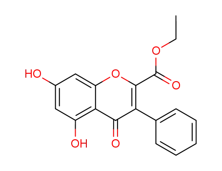 Molecular Structure of 15485-75-3 (5,7-dihydroxy-4-oxo-3-phenyl-4<i>H</i>-chromene-2-carboxylic acid ethyl ester)