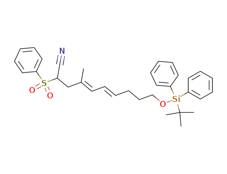(4E,6E)-2-Benzenesulfonyl-10-(tert-butyl-diphenyl-silanyloxy)-4-methyl-deca-4,6-dienenitrile