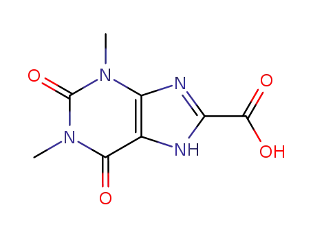 Molecular Structure of 5439-47-4 (1,3-dimethyl-2,6-dioxo-2,3,6,7-tetrahydro-1H-purine-8-carboxylic acid)